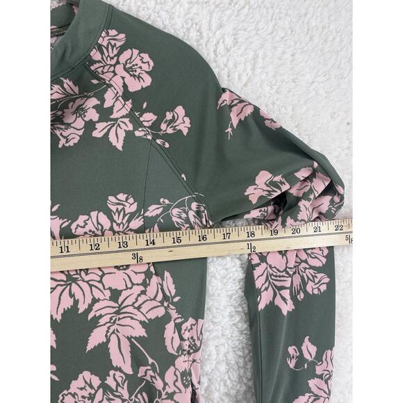 Title Nine Swim Shirt Womens XS Floral Green Pink Long Sleeve Rash Guard Zip - Picture 7 of 8
